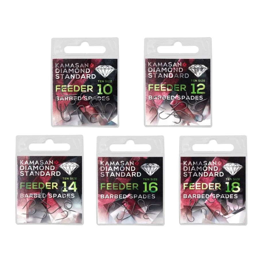 Kamasan Diamond Standard Spade End Hooks - Feeder Barbed - All Sizes