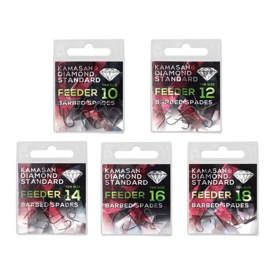Kamasan Diamond Standard Spade End Hooks - Feeder Barbed - All Sizes